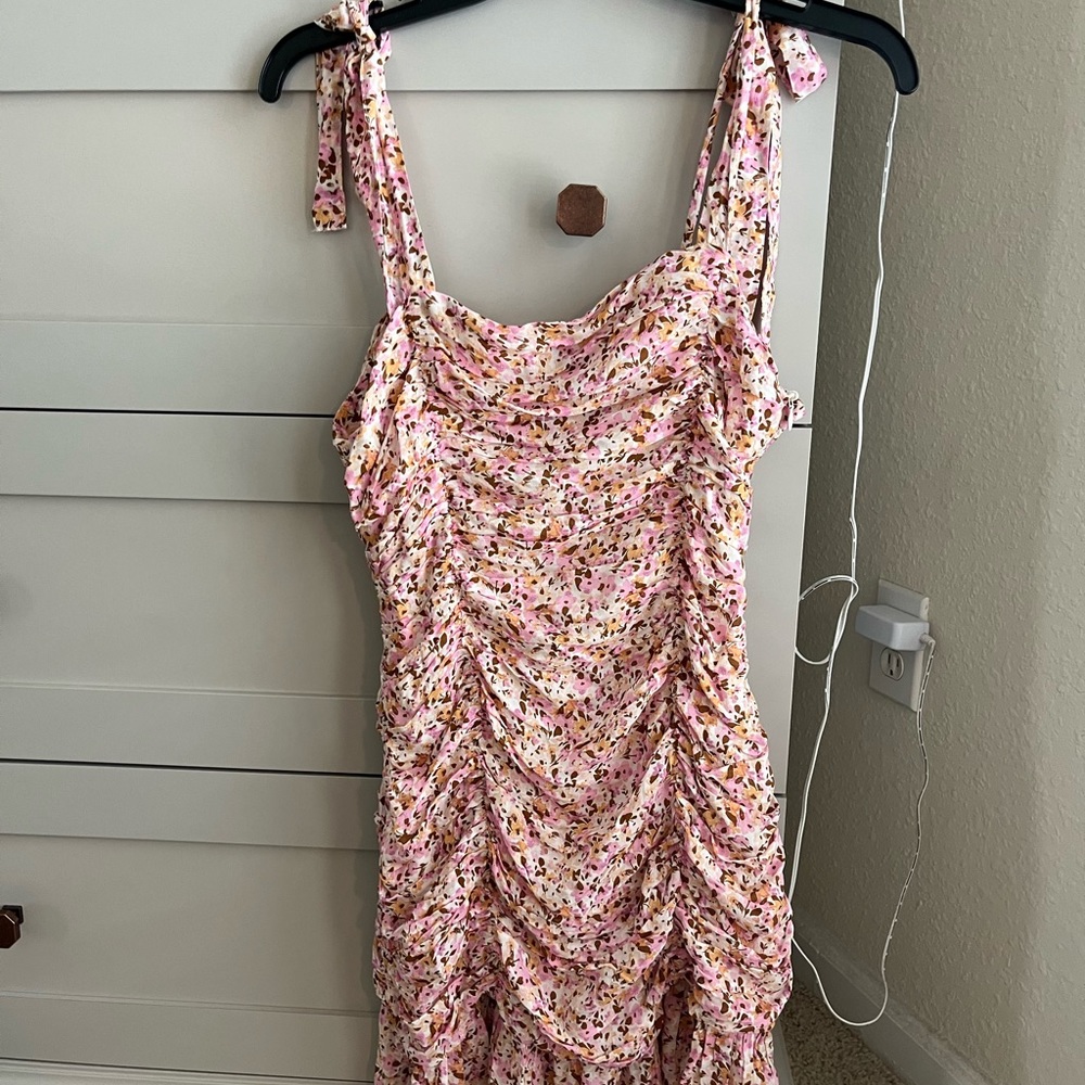 Mink pink printed mini dress